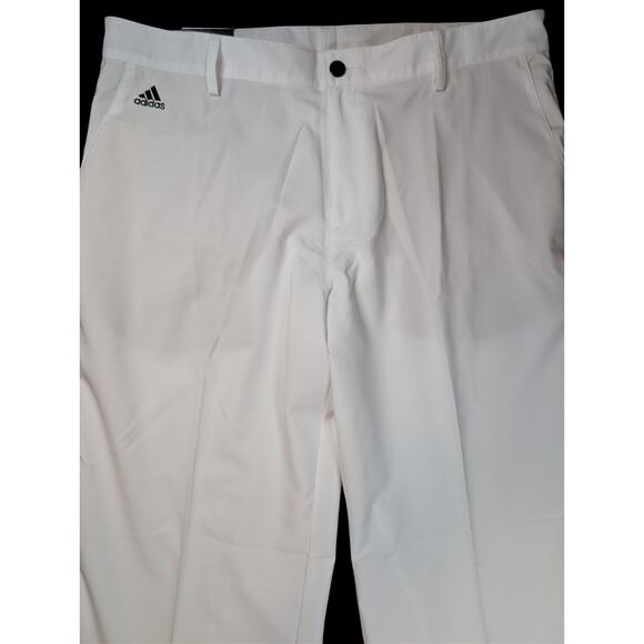 Adidas NWT Golf Pants Mens 38x32 White Climalite 3 Stripe Tech Performance Pants - Picture 3 of 13